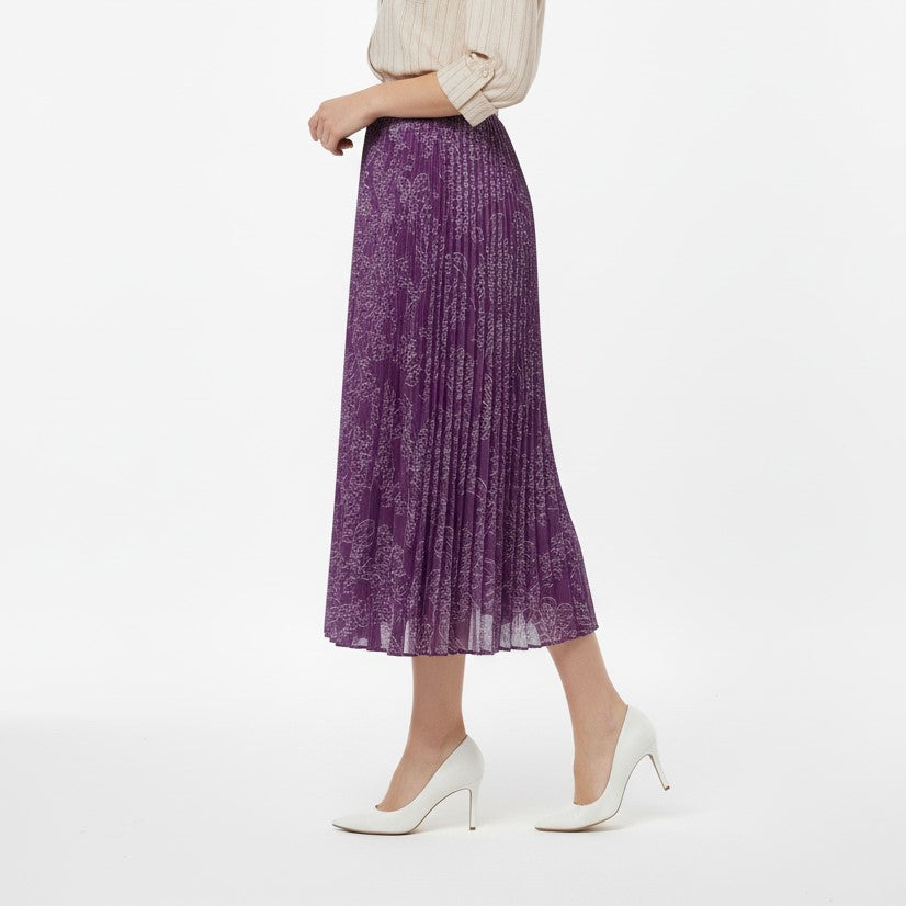 Floral Print Pleated Midi Skirt