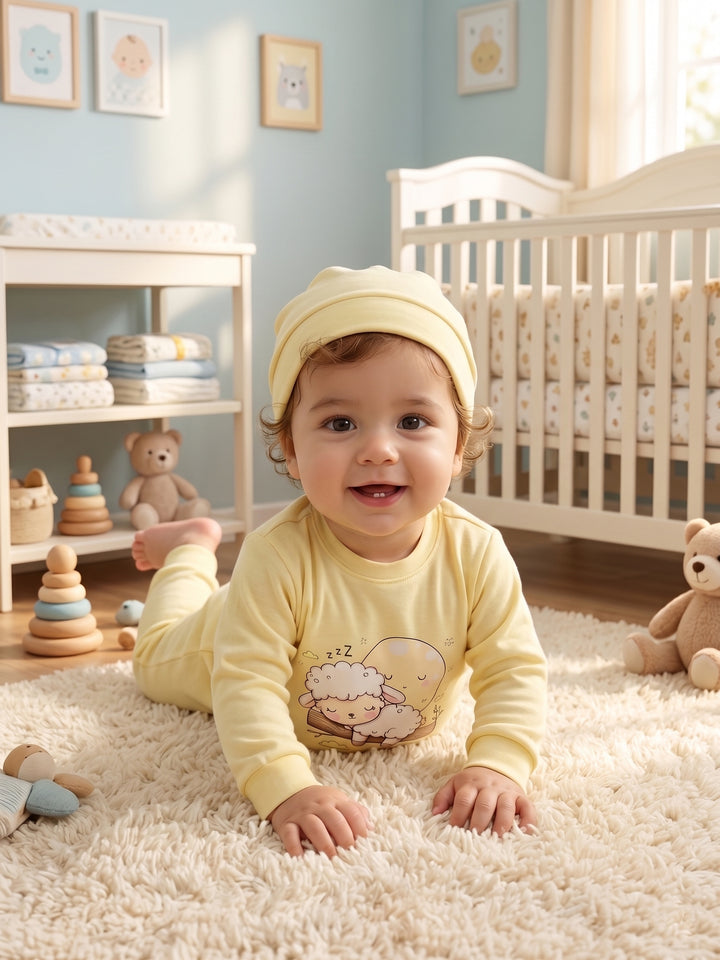 Sleeping Lamb Pastel Yellow Pajama Set