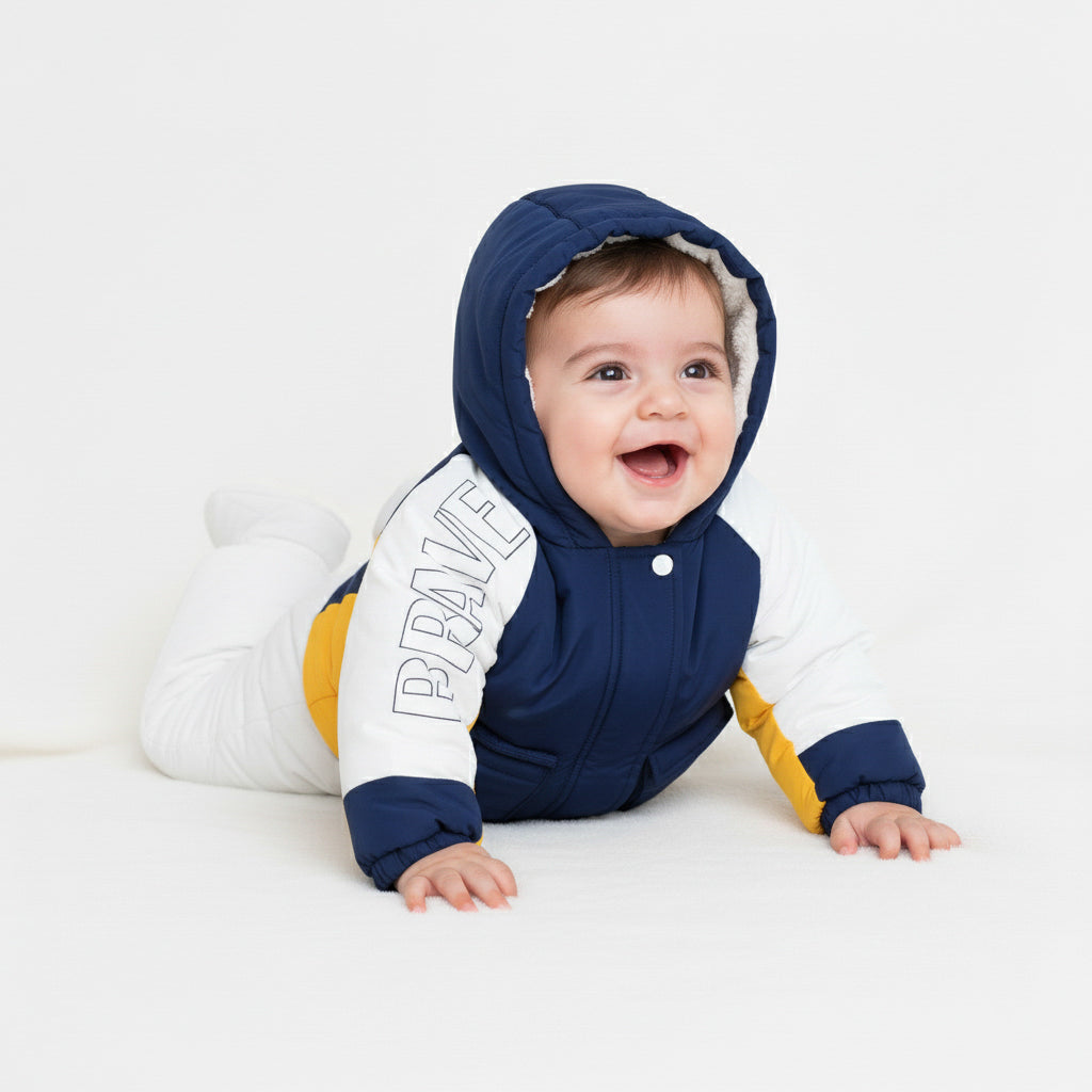 Color-Block 'Brave' Hooded Puffer Jacket