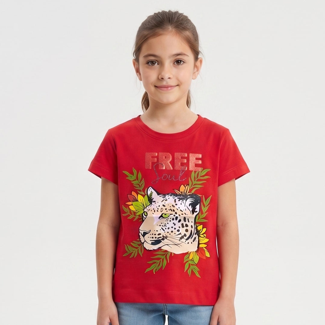 Girls' Tropical Leopard Print T-Shirt