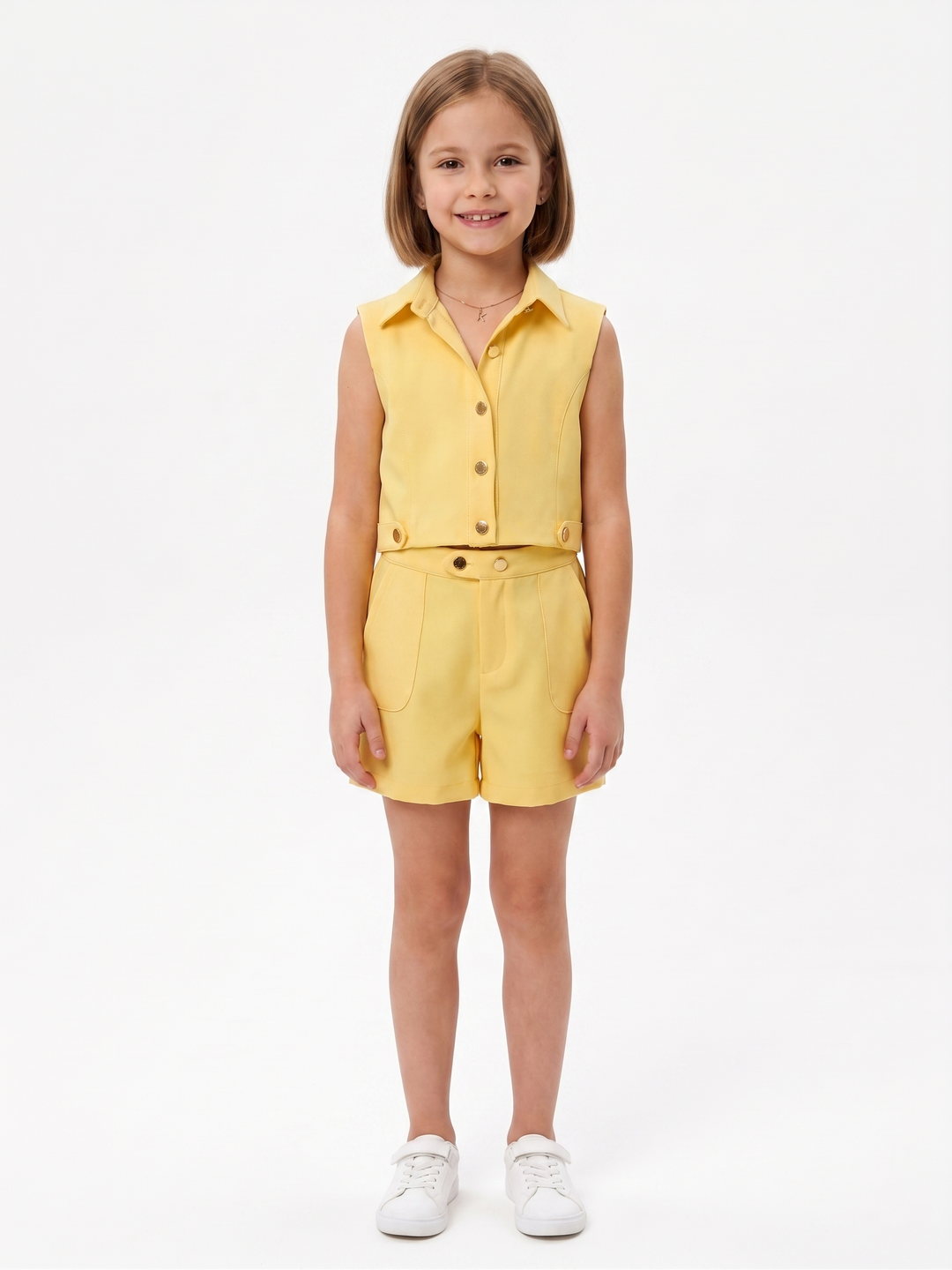Kids' Chic Cropped Vest and Shorts Set