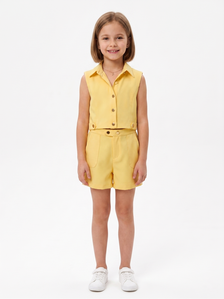 Kids' Chic Cropped Vest and Shorts Set
