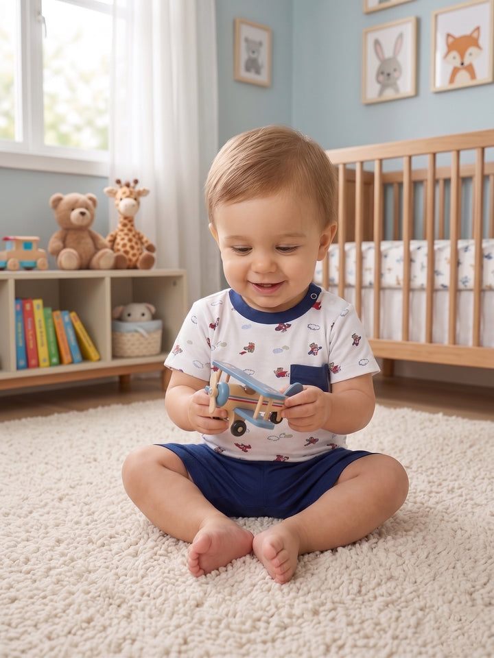 Pilot Teddy Printed Tee & Shorts Set