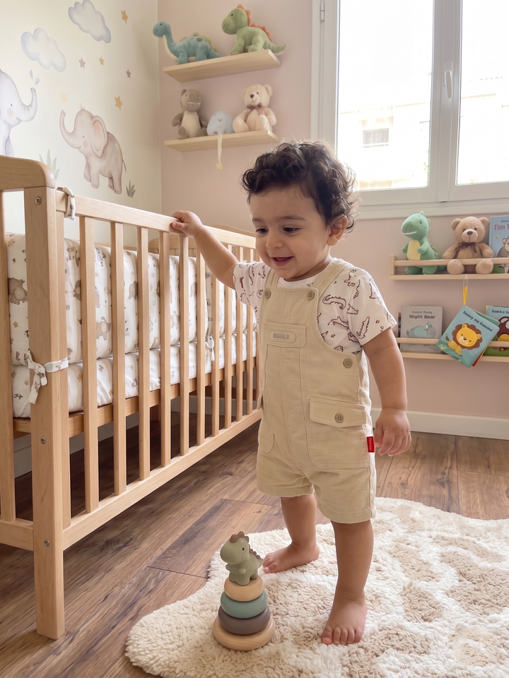 Product Name: Casual Cargo Overalls & Patterned Tee Set