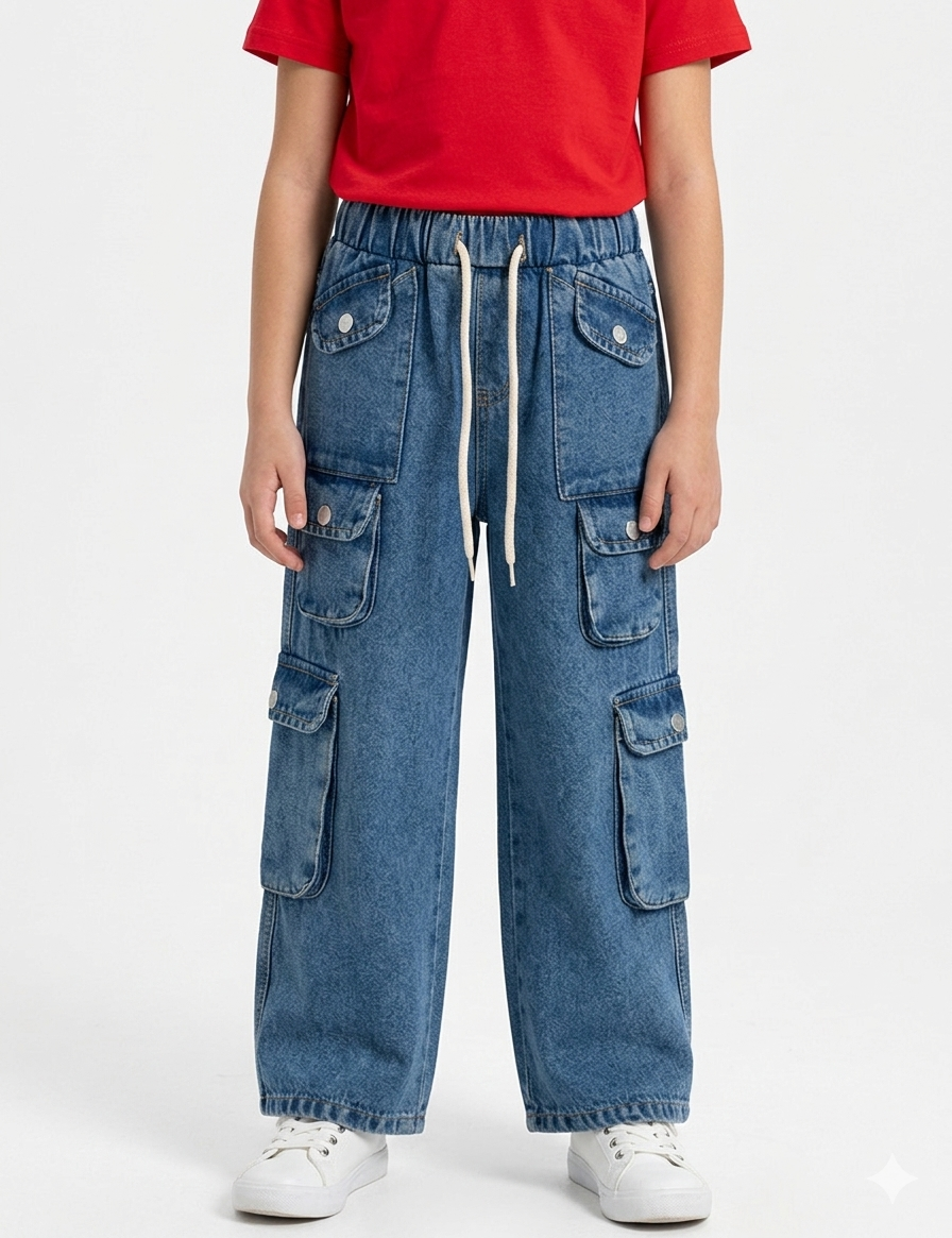 Retro Wide-Leg Cargo Jeans