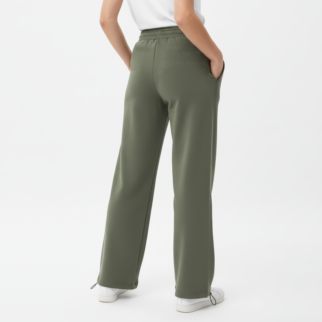 Wide-Leg Track Pants with Adjustable Hem