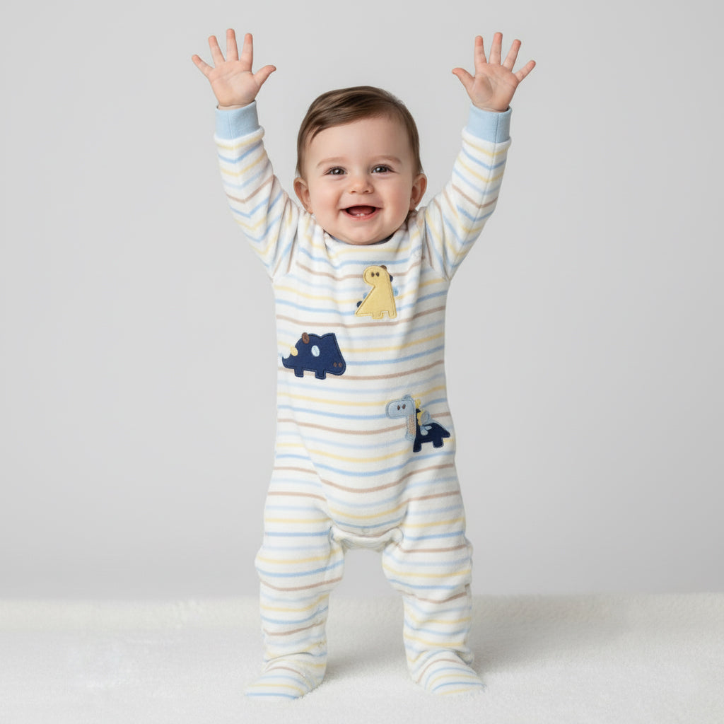 Striped Dino & Hippo Footed Sleeper