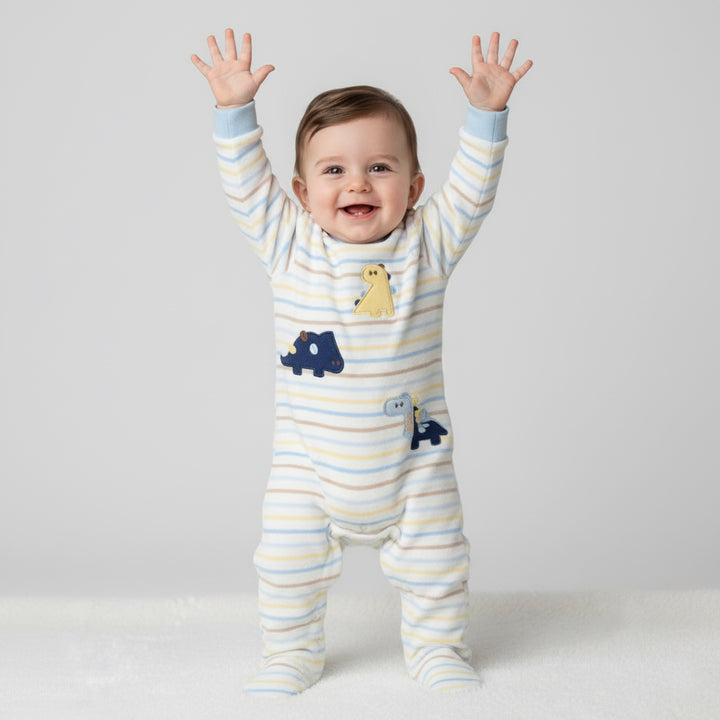 Striped Dino & Hippo Footed Sleeper