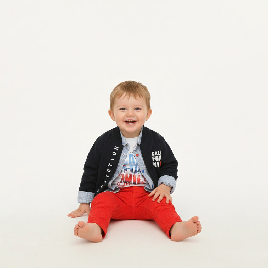 Junior Perfection Bomber & Red Chinos Set