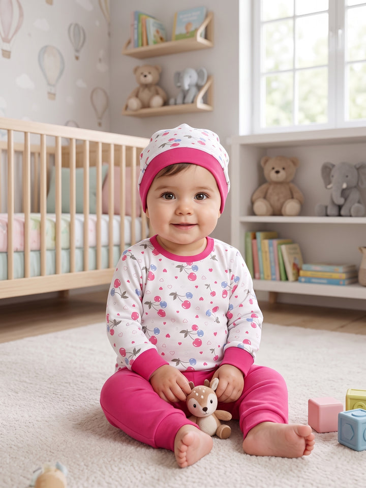 Sweet Cherry & Hearts Baby Pajama Set