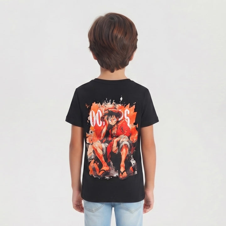 Boys' One Piece Luffy Graphic T-Shirt - Dual Sided Design