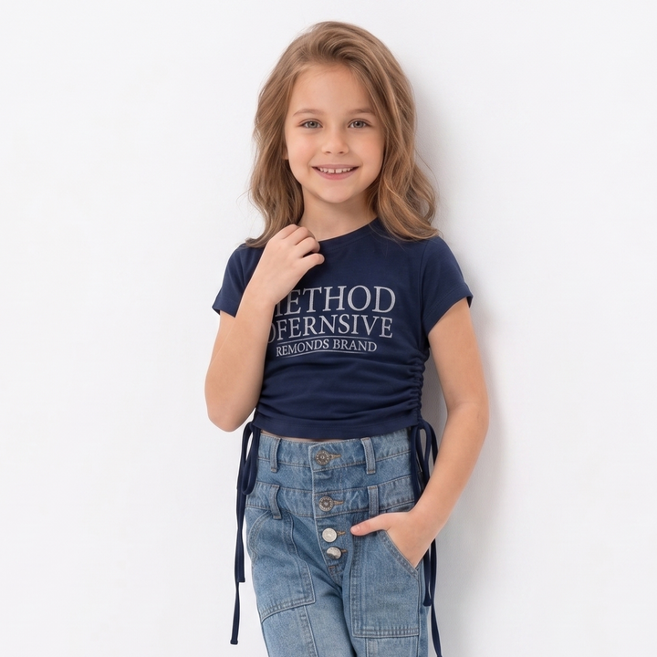 "Method Offensive" Ruched Side Cropped Tee