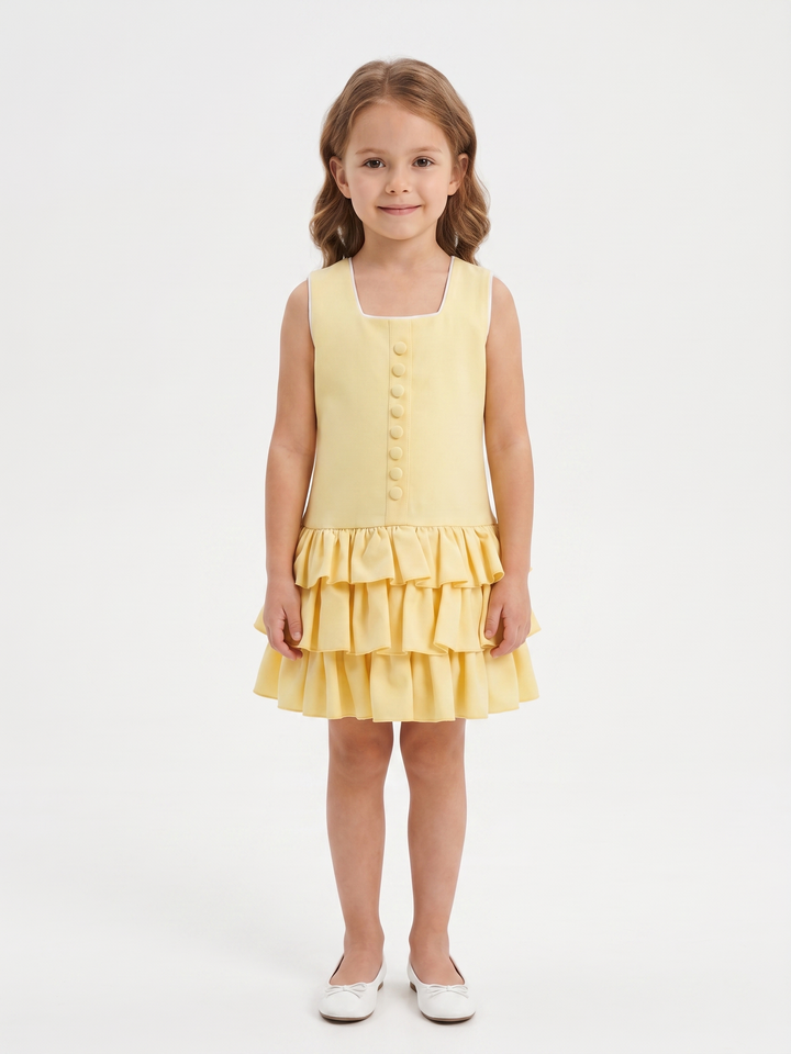 Sleeveless Drop-Waist Multi-Tiered Ruffled Dress