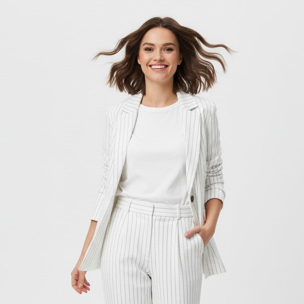 The Classic Pinstripe Tailored Blazer
