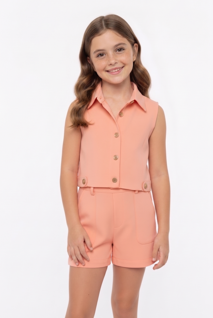 Kids' Chic Cropped Vest and Shorts Set