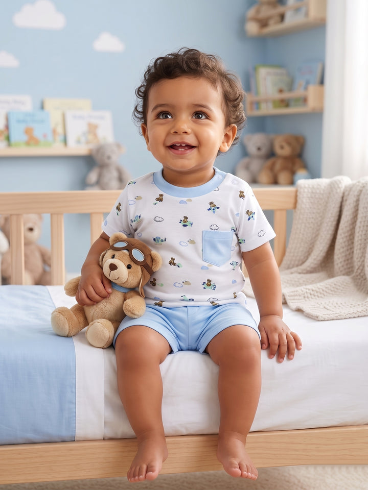 Pilot Teddy Printed Tee & Shorts Set
