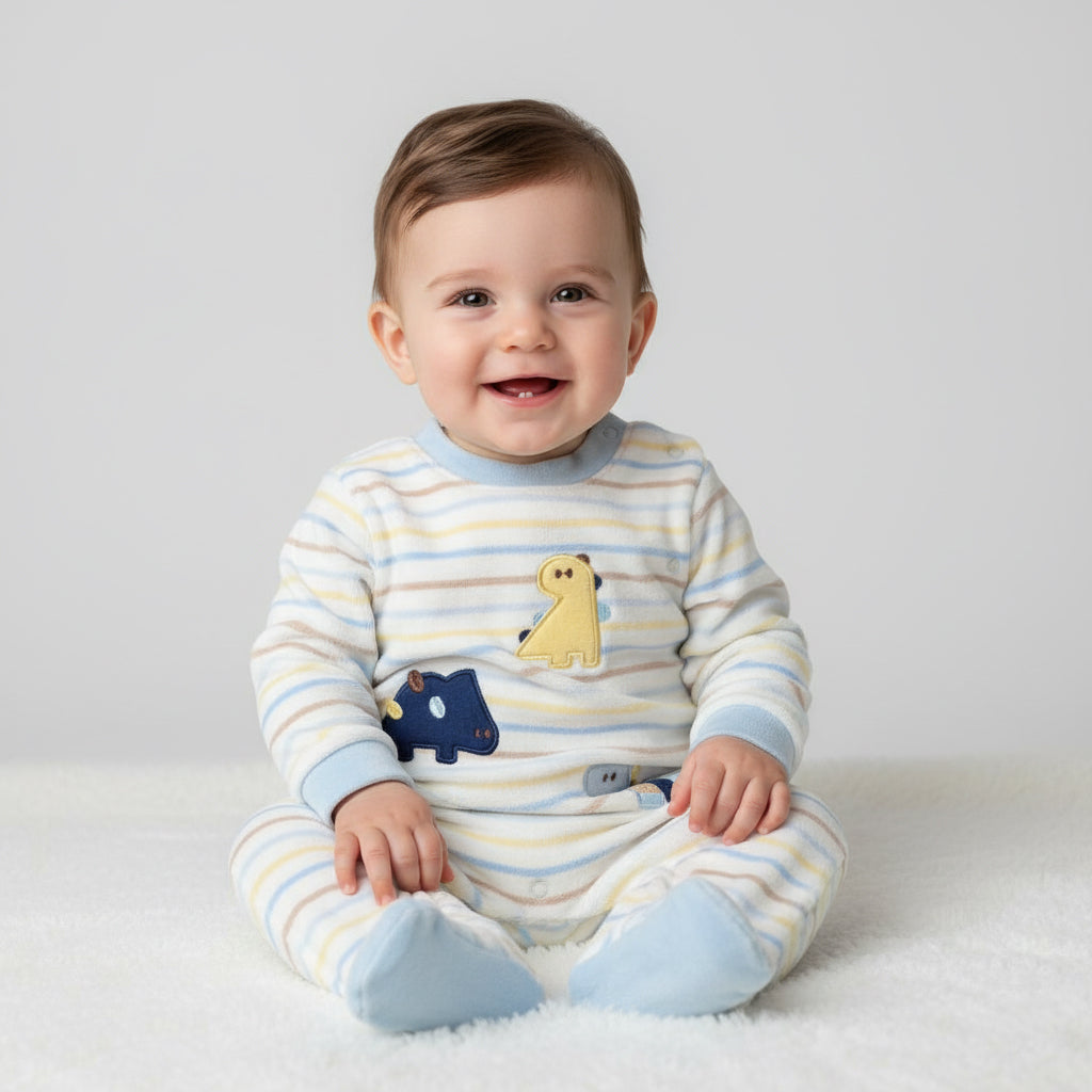 Striped Dino & Hippo Footed Sleeper