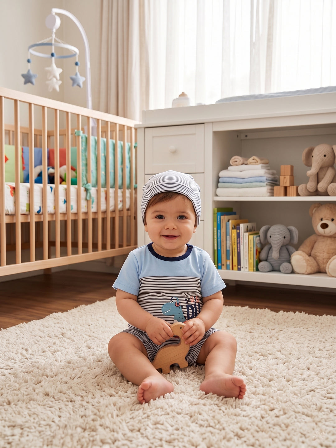 Dino-Mite Striped Short-Sleeve Romper Set