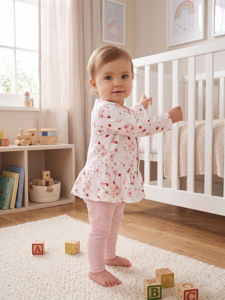 Charming Floral Muslin Romper Set