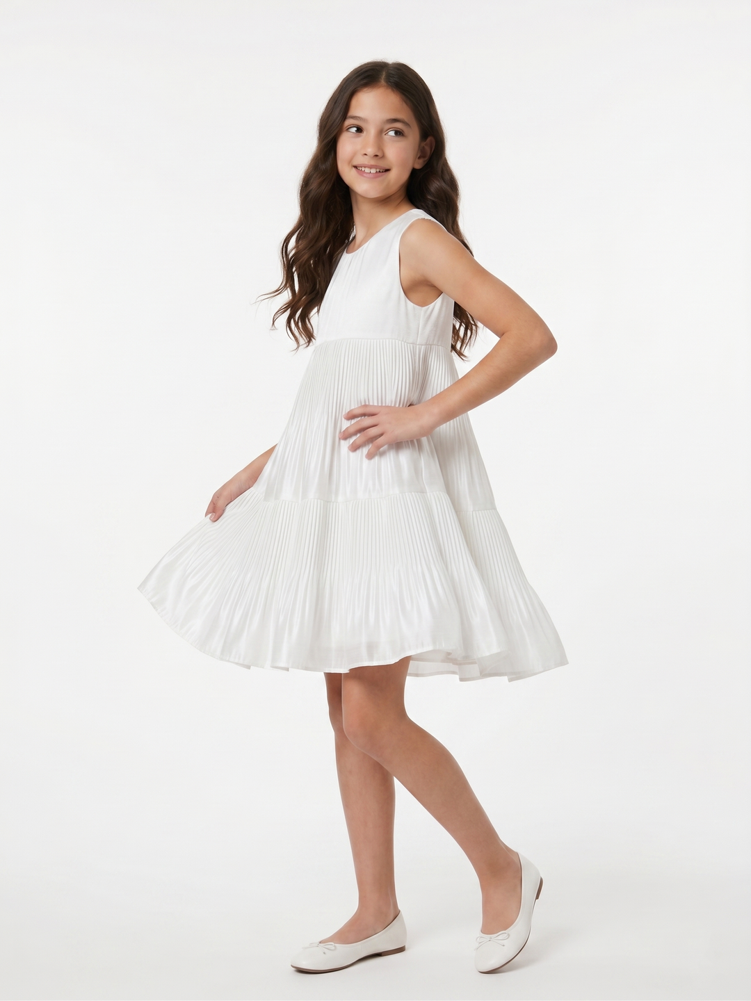 Elegant Tiered Pleated Party Dress for Girls