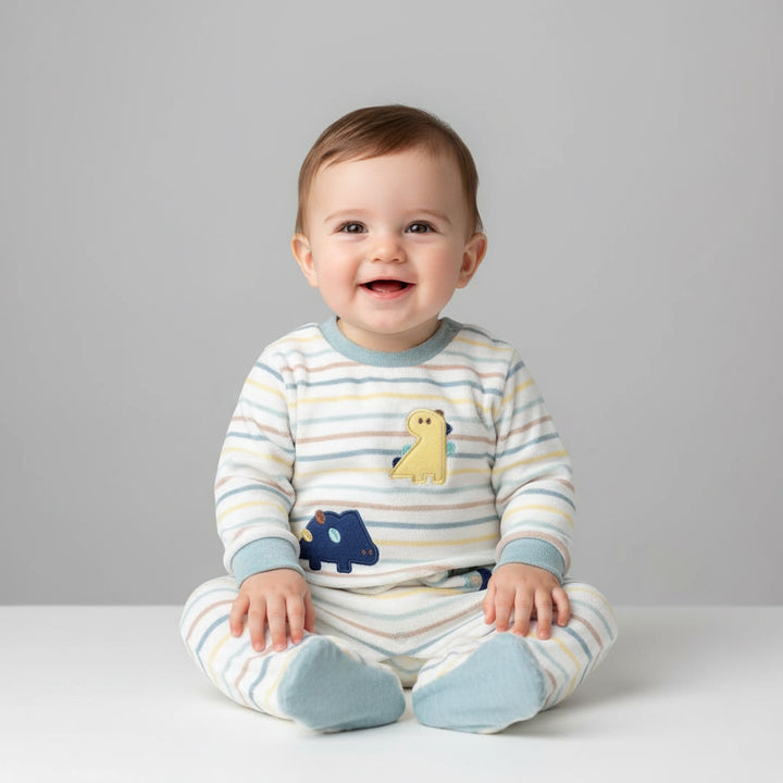 Striped Dino & Hippo Footed Sleeper