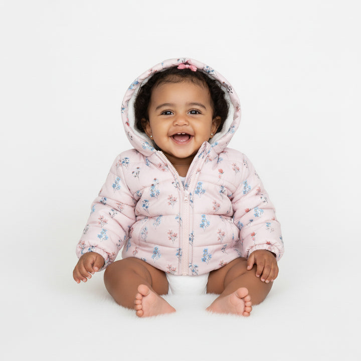 Floral Hooded Puffer Jacket