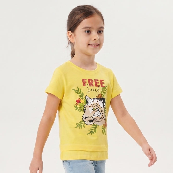 Girls' Tropical Leopard Print T-Shirt