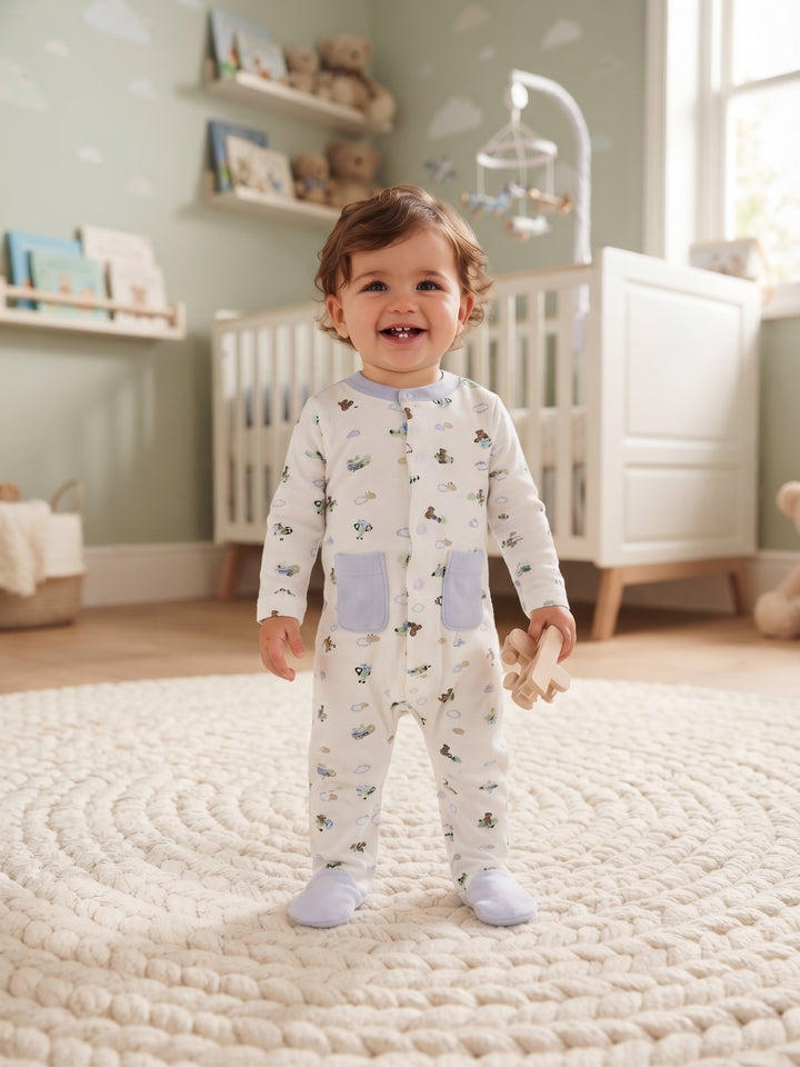 Baby Boy Vintage Airplane Footed Sleep & Play Sleeper