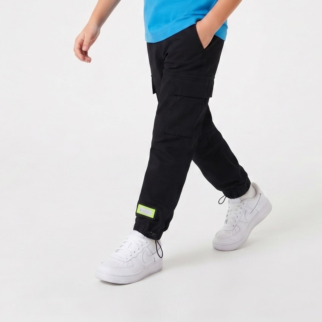 Boys' Neon-Accent Cargo Joggers
