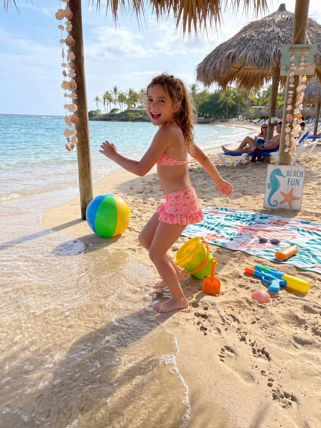 Girls' Mermaid Scale Skirted Bikini Set