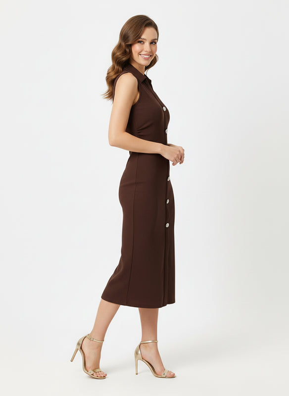 Sleeveless Collared Sheath Dress