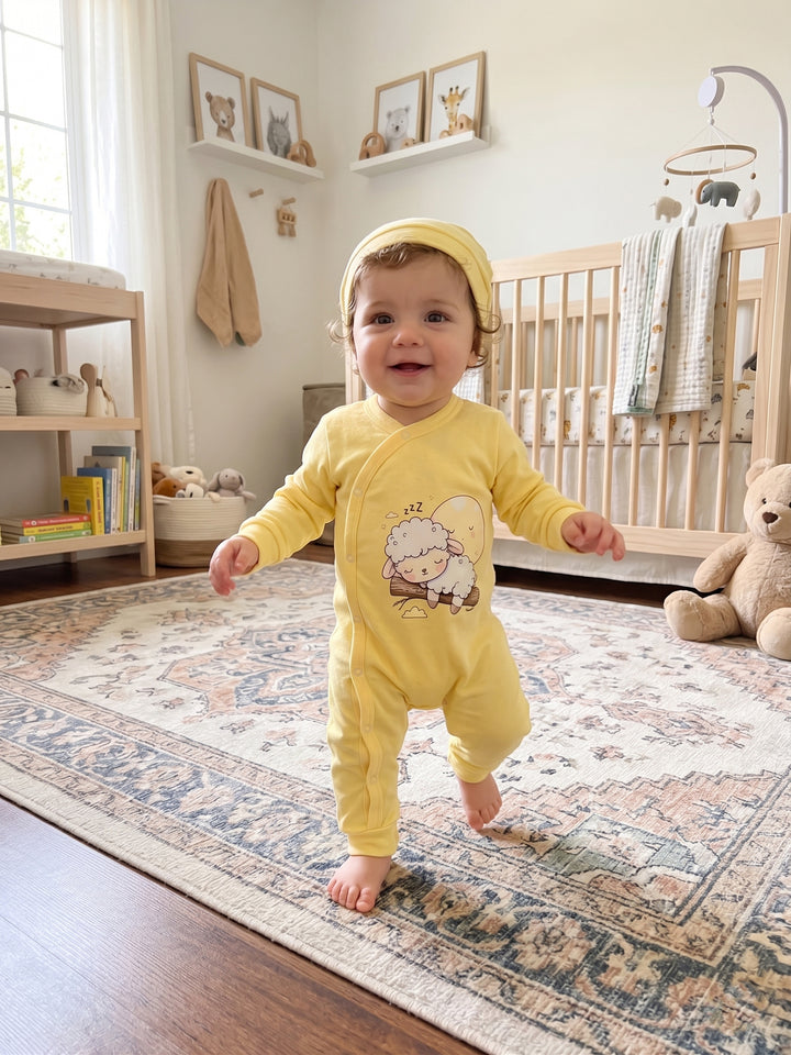 Sunshine Little Lamb Jumpsuit & Beanie Set