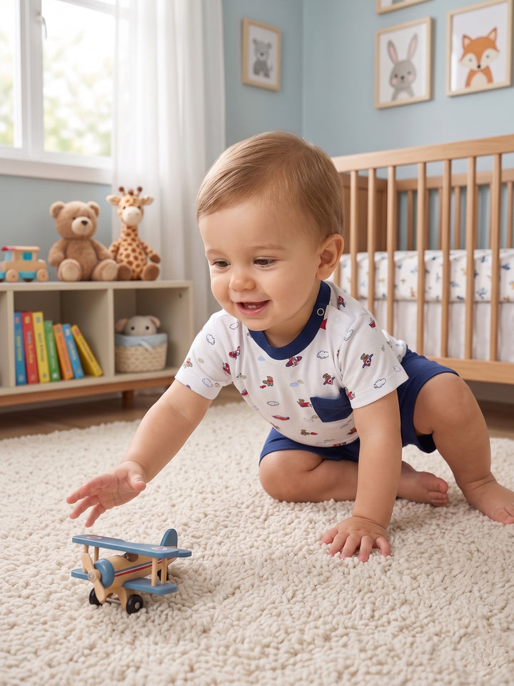 Pilot Teddy Printed Tee & Shorts Set
