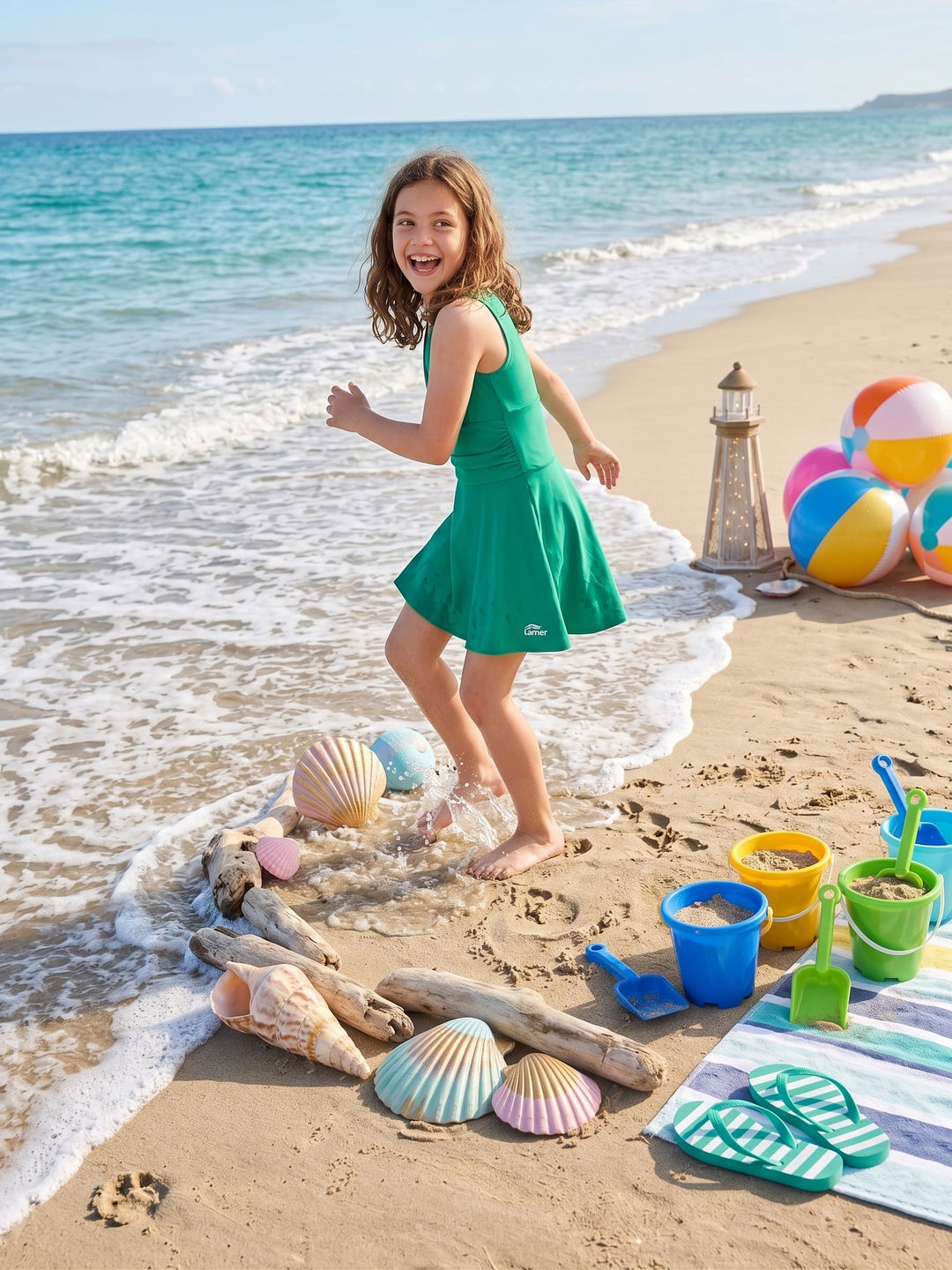 Toddler & Girls' Smocked Tiered Skirted Swimsuit