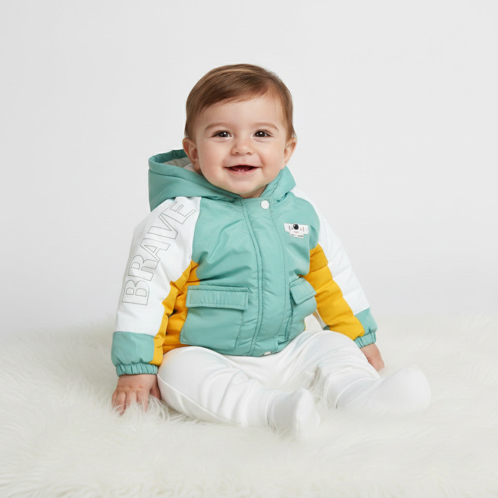 Color-Block 'Brave' Hooded Puffer Jacket