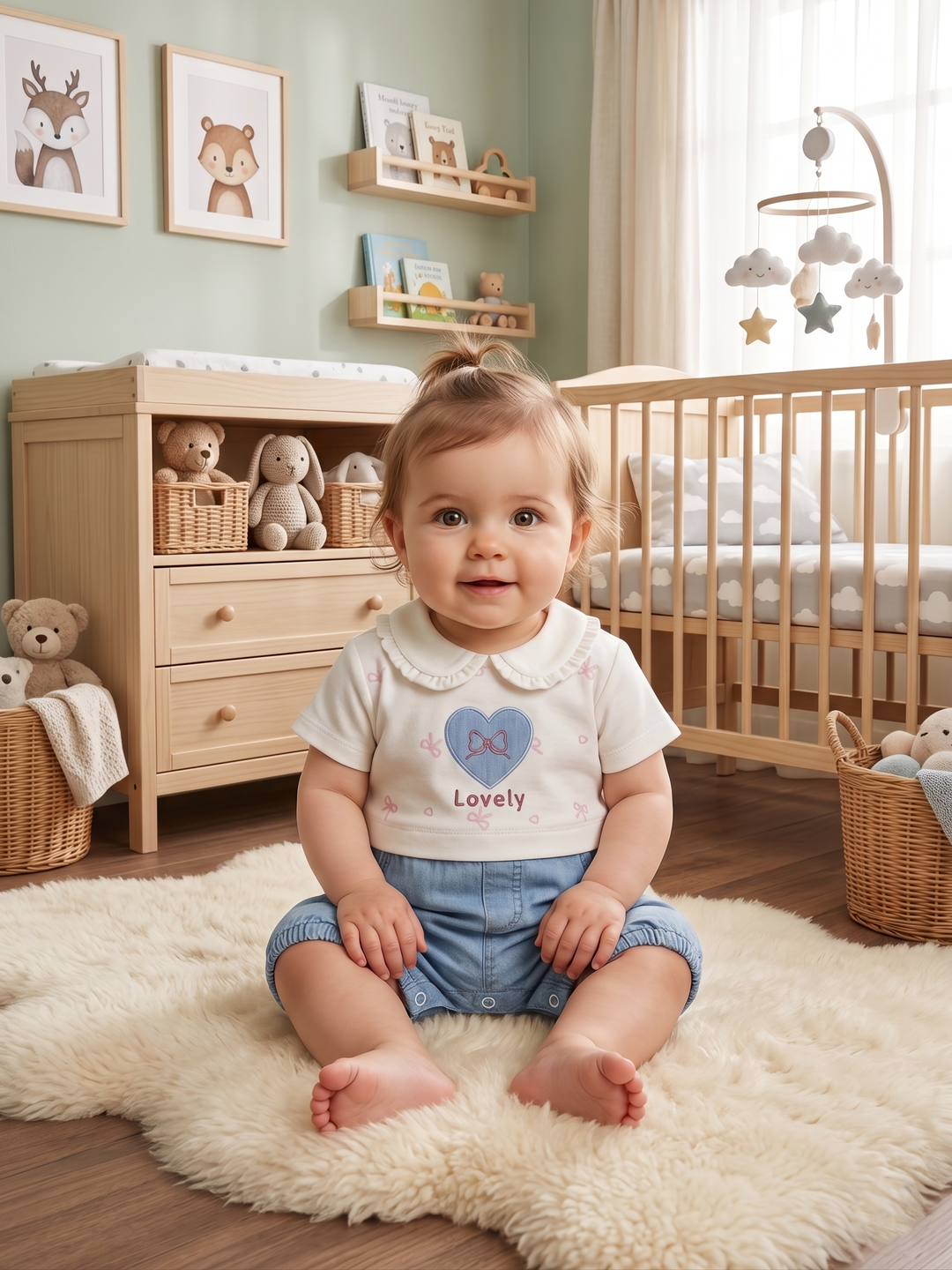 Product Name: Lovely Heart Faux-Twin Denim Romper