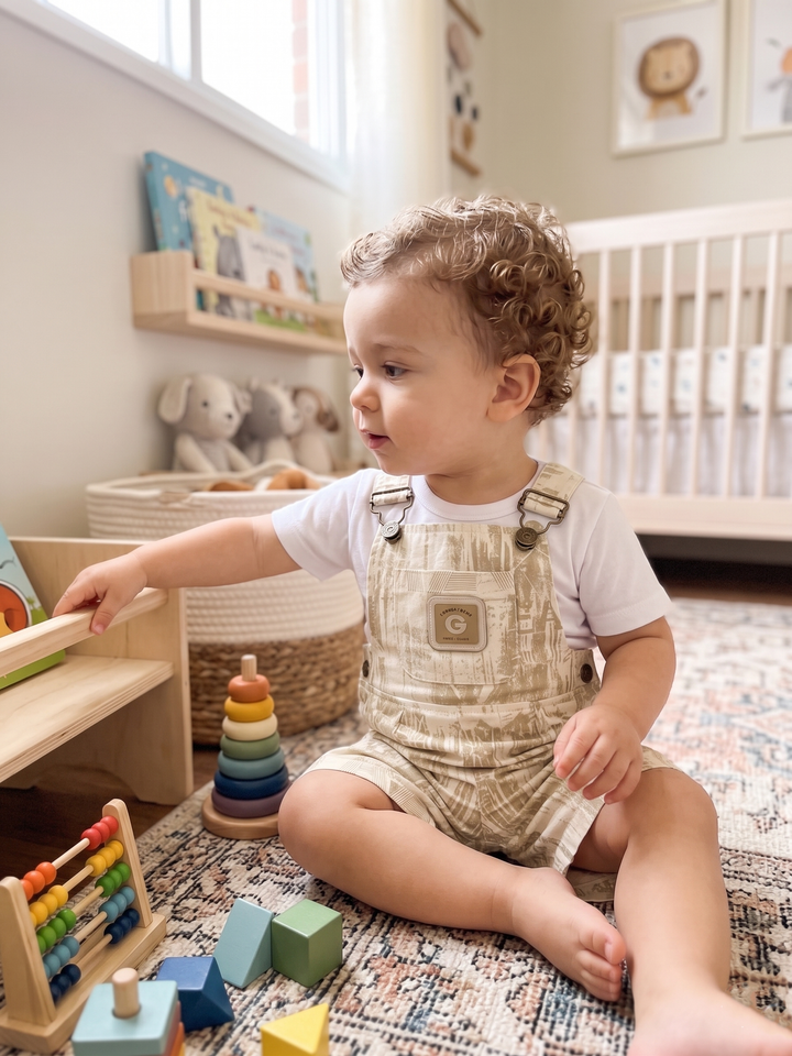 Urban Print Denim Overalls & Tee Set