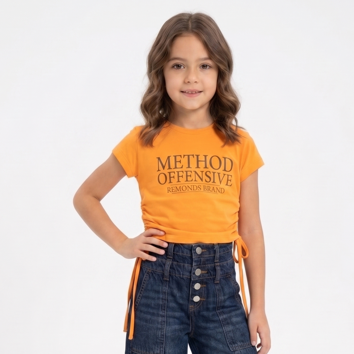 "Method Offensive" Ruched Side Cropped Tee