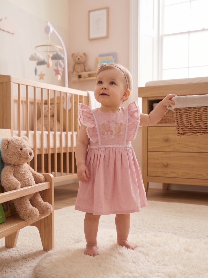 Product Name: Bella Floral Embroidered Pinafore Dress