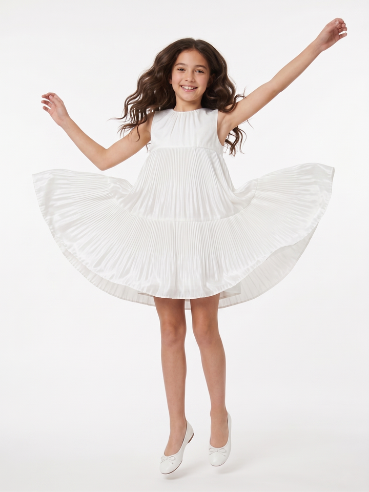 Elegant Tiered Pleated Party Dress for Girls