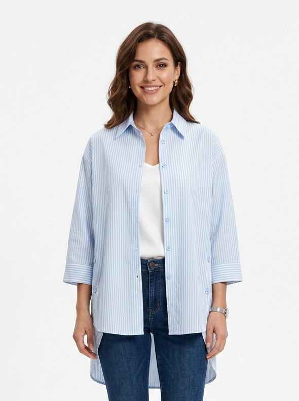Azure Breeze Striped Shirt