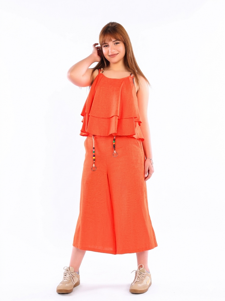 Girls' Layered Tiered Top & Wide-Leg Culottes Set