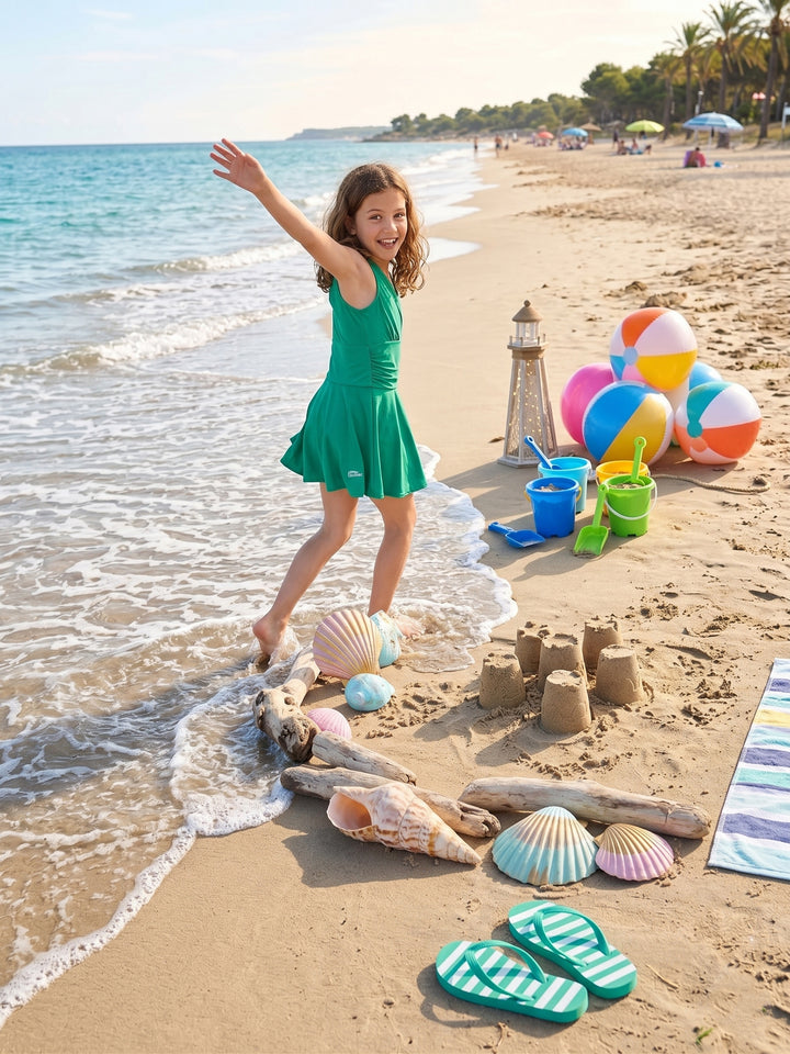 Toddler & Girls' Smocked Tiered Skirted Swimsuit