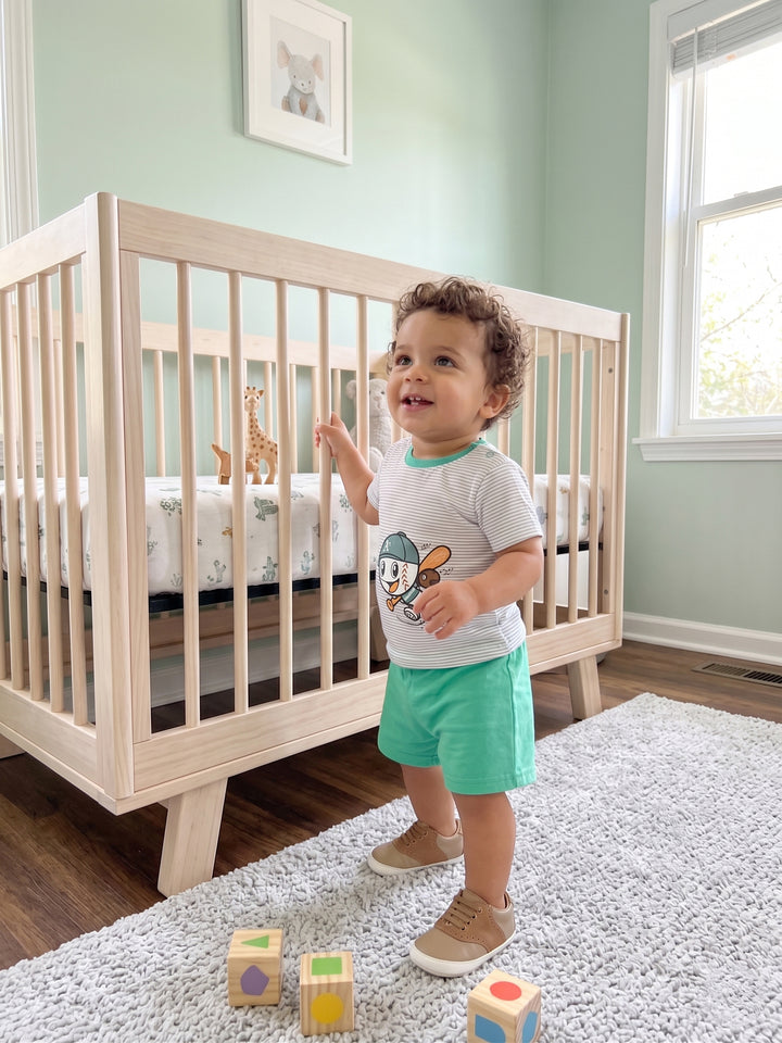 Little Batter Mint Striped Play-All-Day Romper