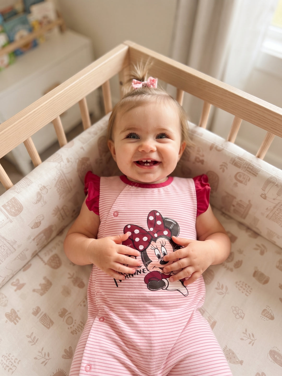 Disney Minnie Mouse Striped Flutter Sleeve Baby Romper