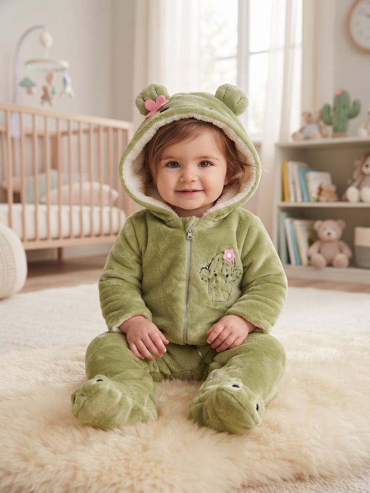 Cute Cactus Plush Hooded Baby Onesie