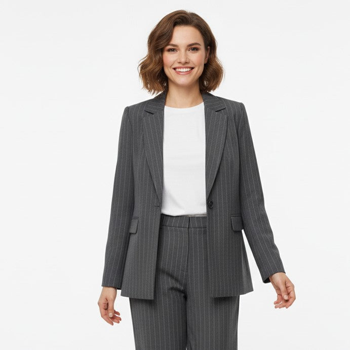 The Classic Pinstripe Tailored Blazer