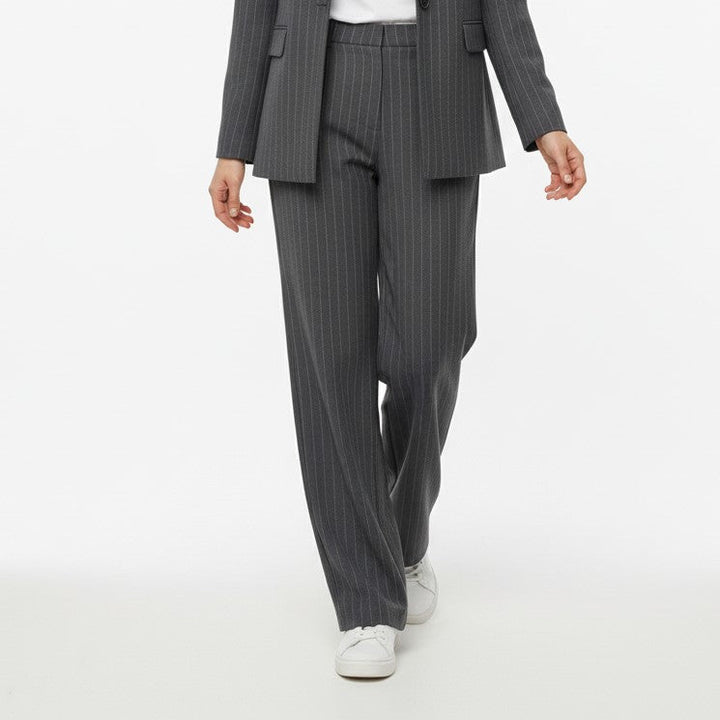 High-Waisted Pinstripe Wide-Leg Trousers