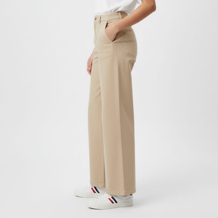High-Waisted Wide Leg Seam Detail Trousers