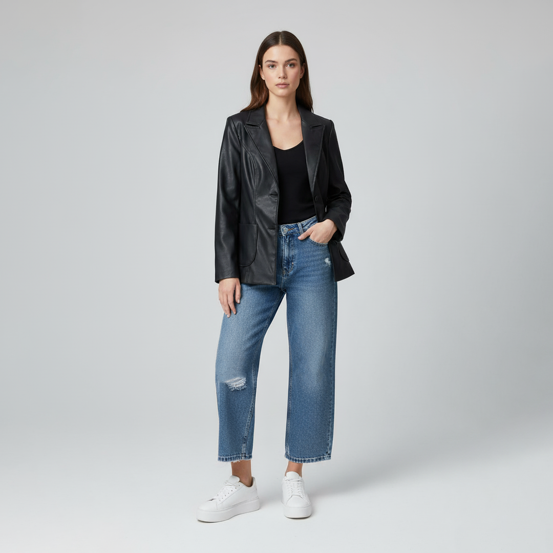 Tailored Faux Leather Blazer